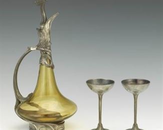Art Nouveau Decanter and Cordials