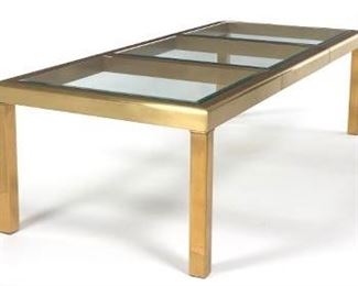 Bernhard Rohne Brass and Glass Dining Table Designed for Mastercraft