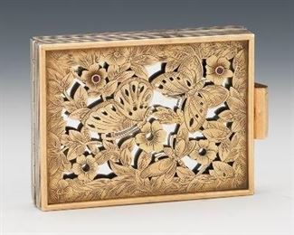 Boucheron Paris Sterling Silver and Gold Compact 