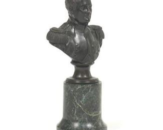 Bronze Bust of Emperor Napoleon I on Verdigris Pedestal, by A. Maton 