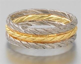 Buccelatti TwoTone Italian Gold Band with Diamond Cut Design 