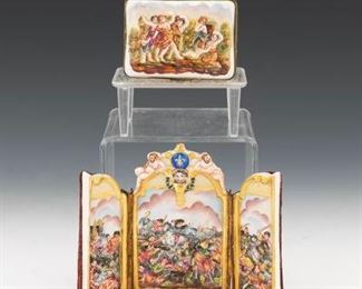 Capodimonte Porcelain Triptych of The Battle of Pavia 1525 and Vanity Box 