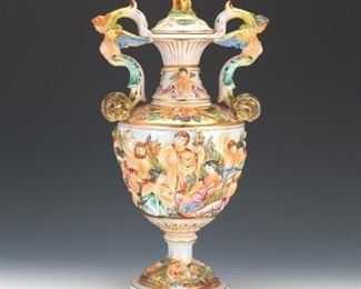 Capodimonte Porcelain Urn with Lid