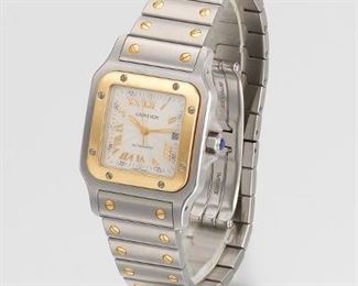 Cartier Santos Stainless Steel and 18k Gold Galbee Automatic Watch 
