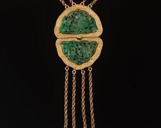 Carved Jadeite Clasp Pendant 