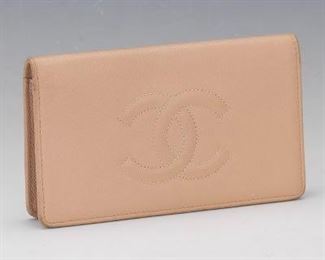 Chanel Beige Caviar Leather Wallet 