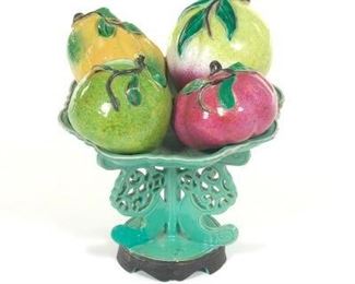 Chinese Antique TwoPart Dish Stands with Four Fruits