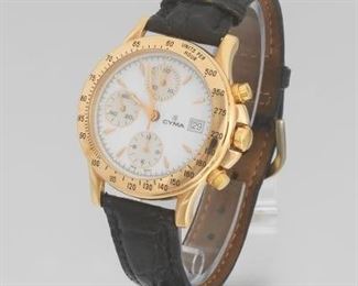 Cyma 18k Triple Register Chronograph