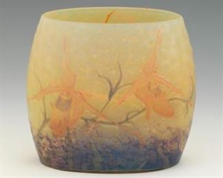 Daum Nancy Ladys Slipper Orchid Vase