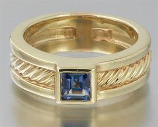 David Yurman 14k Gold and Iolite Ring 