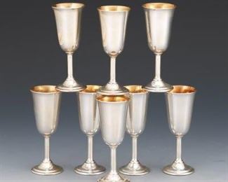 Eight International Sterling Gold Washed Silver Cordials 