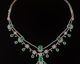 Elegant Emerald and Diamond Necklace, IAS Report 