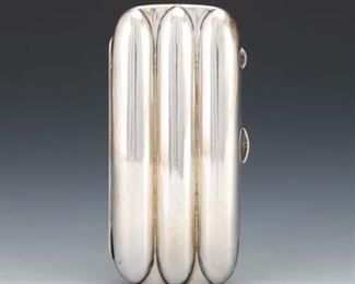 English Gold Washed Sterling ThreeCigar Case, Birmingham, dated 1910 