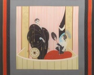 Erte Silk Scarf Opera, Framed 