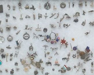 Extensive Collection of Sterling Silver and Enamel Charms 