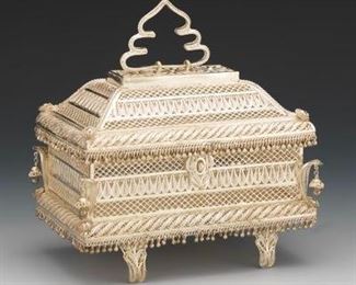 Exquisite Hand Made Sterling Silver Gossamer Lace Indian Casket 