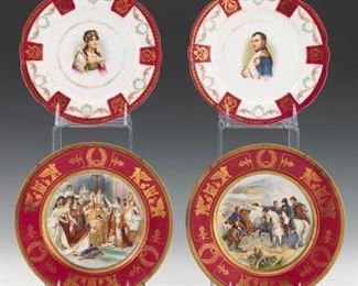 Four Napoleonic Commemorative Porcelain Plates