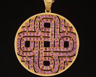 Garrard Gold and Pink Sapphire Pendant 