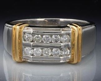 Gentlemens Platinum, Gold and Diamond Ring 