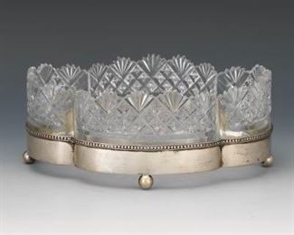 German Silver and Cut Glass Dish