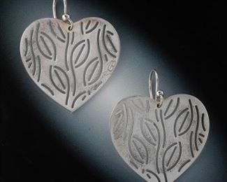 Gianni Bulgari Enigma Pair of Sterling Silver Heart Earrings 