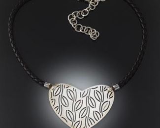 Gianni Bulgari Enigma Sterling Silver and Cord Necklace 