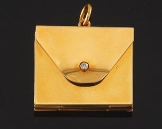 Gold Wallet Style Picture Holder Pendant 