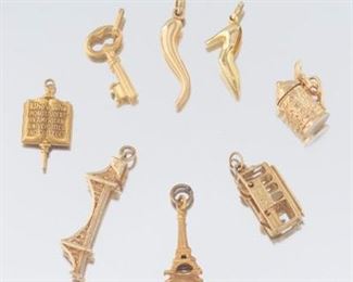 Group of Eight Gold Charms 