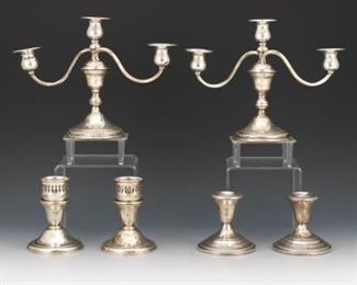Group of Interchangeable Sterling Candelabra and Holders