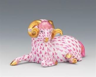 Herend Hungary Porcelain Recumbent Ram Figurine 