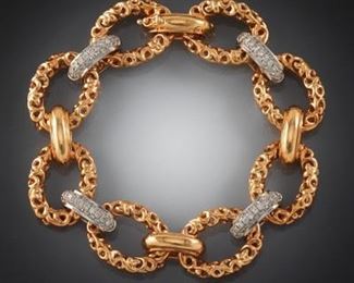 Impressive Charles Krypell Vintage TwoTone Gold and Diamond Bracelet 