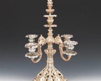 Impressive Reed Barton Silver Plated FiveLight Candelabrum Centerpiece, Renaissance Pattern 