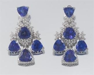 Impressive Tanzanite and Diamond Earrings, AIGL Report 