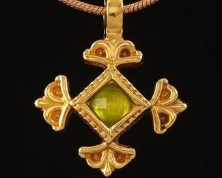 Italian Gold Cross Pendant on Chain 