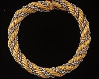 Italian 18k Twotone Gold Cable Bracelet 