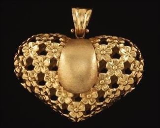 Italian Open Puffy Heart Pendant 