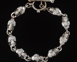 Jacob Co. Gentlemans Diamond Skull Bracelet 