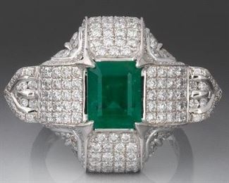 Ladies 2.36 ct Emerald and Diamond Ring 