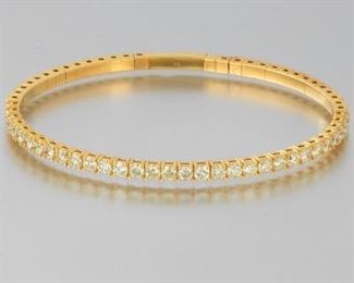Ladies 18k Gold and Diamond Flexible Bracelet 