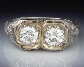 Ladies Art Deco Platinum and Diamond Ring 