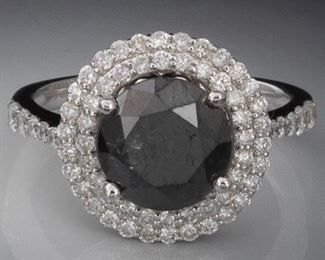Ladies Black Diamond and White Diamond Ring 