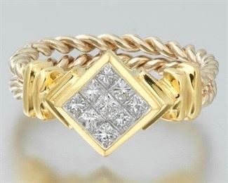 Ladies Byzantine Style Gold and Diamond Ring 