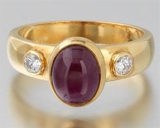Ladies Cabochon and Diamond Ring 