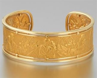 Ladies Carrera y Carrera Gold Romeo and Juliet Cuff Bangle