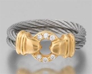 Ladies Charriol Style Gold, Diamond and Stainless Steel Ring 