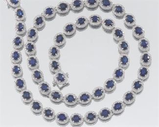 Ladies Classic Sapphire and Diamond Collar Necklace, AIGL Report 