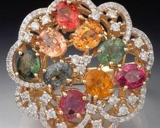 Ladies Color Sapphire and Diamond Ring, IAS Report 