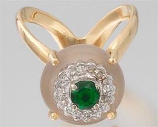 Ladies Crystal, Garnet, and Diamond Ring 