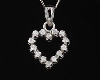 Ladies Diamond Heart Pendant on Chain 