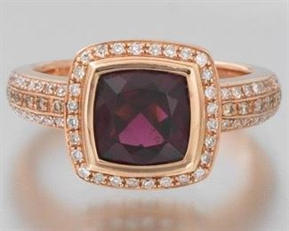 Ladies EFFY Gold, Garnet and Diamond Cocktail Ring 